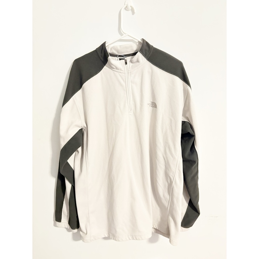 North Face Mens White Gray TKA Fleece‎ 1/4 Zip